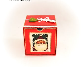 Boite Coffret Noël rouge boite père Noël emballage cadeau fait main artisanale