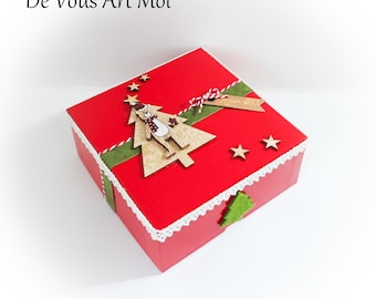 Coffret boite thème Noël boite cadeau originale veille de Noël fait main artisanale