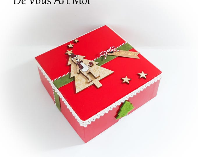 Coffret boite thème Noël boite cadeau originale veille de Noël fait main artisanale