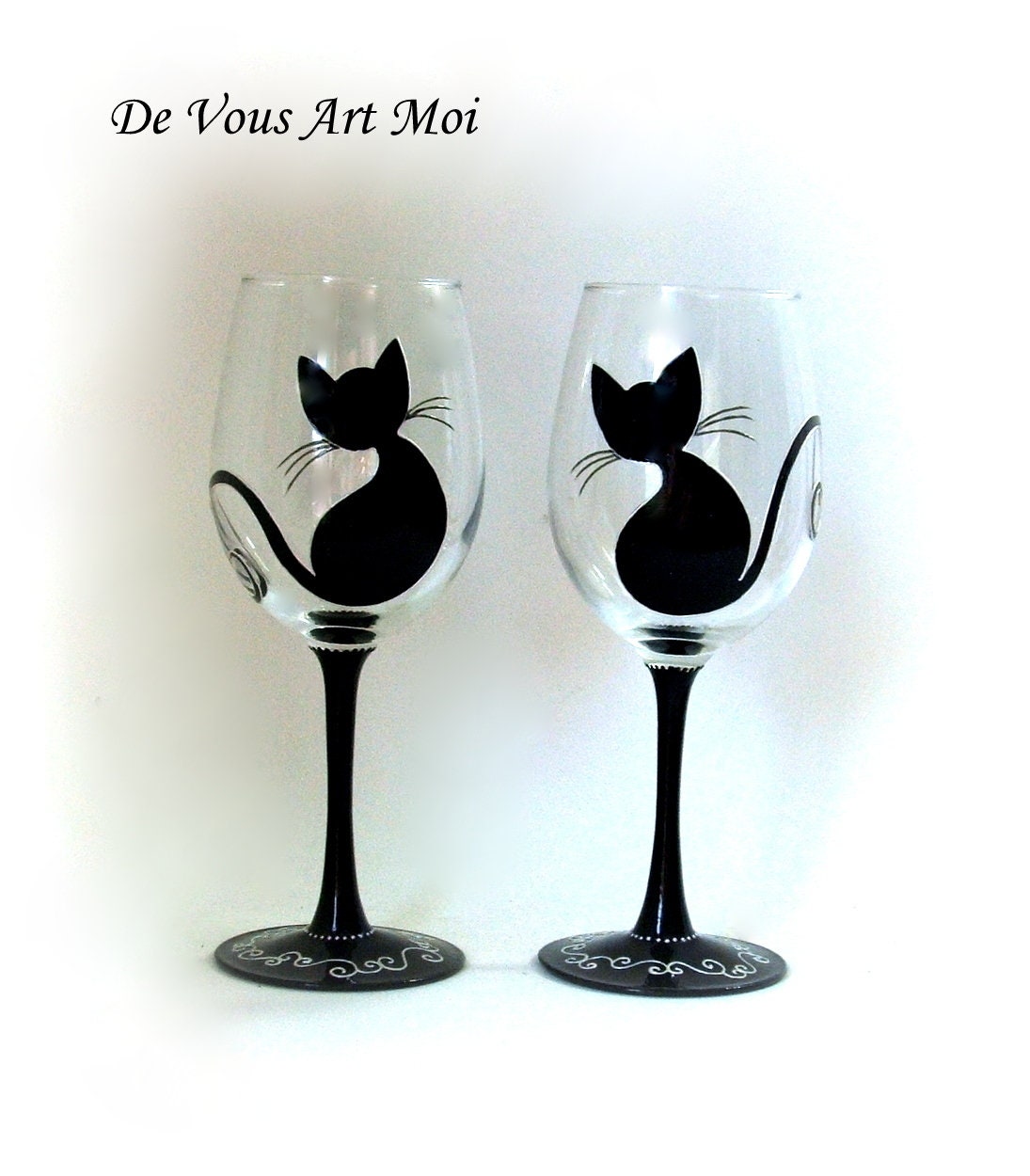 6 verres à vin gravés,personnalisables motifs chats - Un grand marché