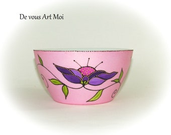 Bol coloré original porcelaine céramique motif fleur fait main artisanal