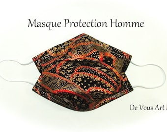 Masque Homme visage tissus,masque facial coton lavable,fait main artisanal