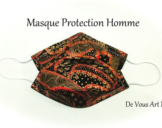 Masque de protection visage - en jersey de coton rayé (MARINE/NEIGE)