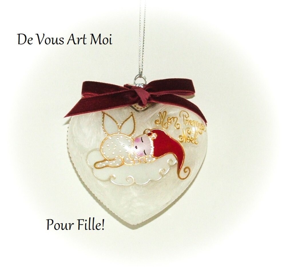 Boule Premier Noël Fille Personnalisée, Boule Fée Ange Lutine Noël, Fait Main Artisanale