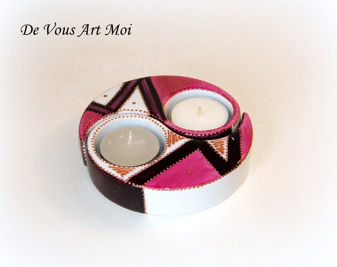 Bougeoir yin yang relaxation méditation céramique original coloré fait main artisanal