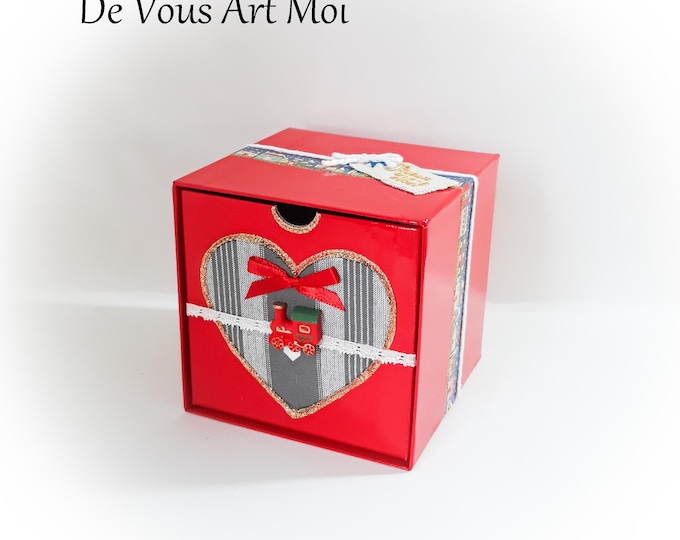 Boite coffret emballage cadeau noël veille de Noël artisanal fait main