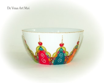 Bol déjeuner coloré original porcelaine céramique fait main artisanal