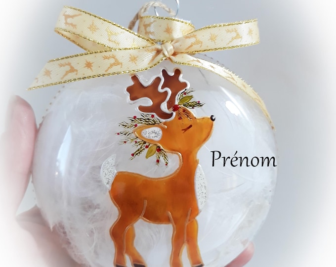 Boule de noël mon premier noël personnalisée boule noël illustration renne fait main artisanale