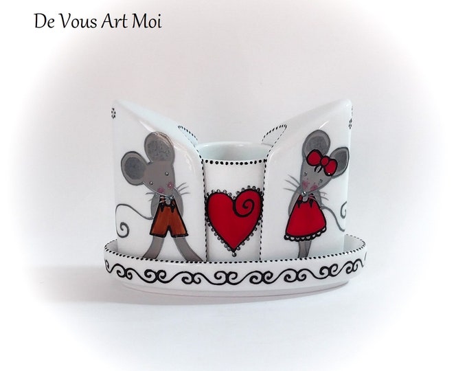 Salt and pepper shakers, toothpick set, original colorful handmade porcelain ceramic ceramic
