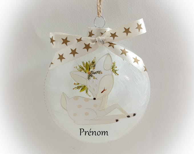 Boule de noël personnalisée verre illustration faon fait main artisanale