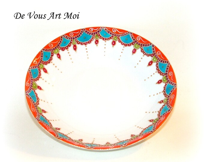 Vide poche plat rond saladier coloré porcelaine fait main artisanale