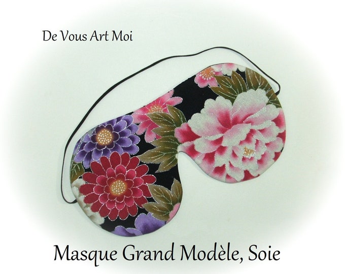 Masque yeux sommeil soie masque nuit tissus japonais fleuri femme fait main artisanal