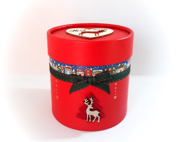 Boite coffret emballage cadeau noël veille de Noël artisanal fait main