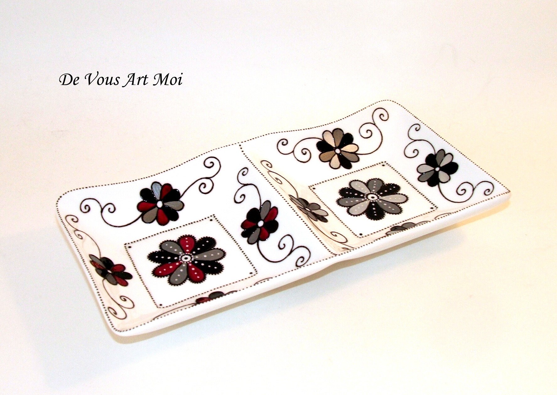 Plat Apéritif, Fait Main, Plateau Apéritif Porcelaine, Vide Poche Peint Main, Plat de Service, Coupe