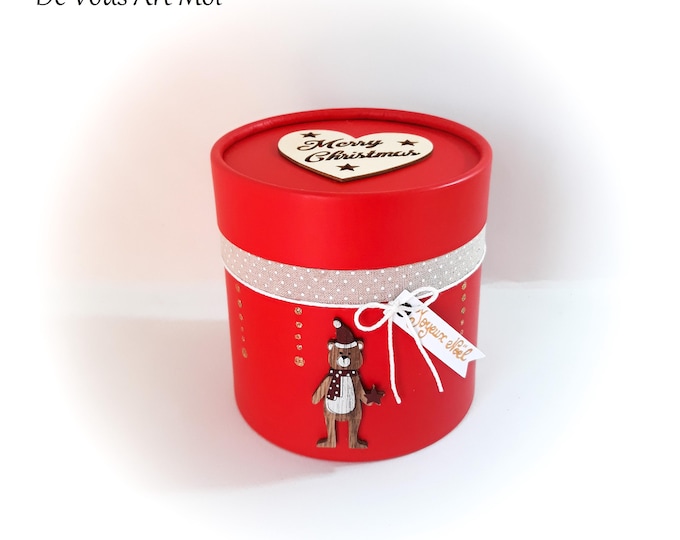 Coffret boite thème Noël emballage cadeau boite sapin veille de Noël fait main artisanale