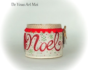 Photophore de Noël original verre décoration noël bougeoir lanterne Noël fait main