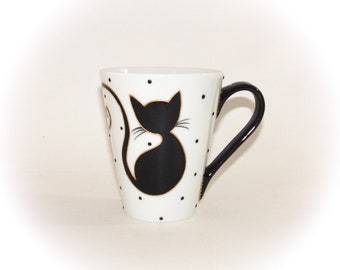 Mug tasse thème chat céramique porcelaine fait main artisanal