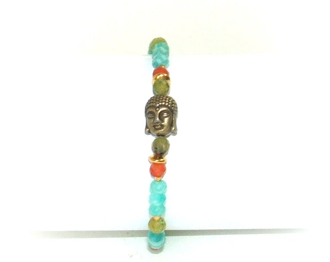 Bracelet pierre semi précieuse original bouddha artisanal