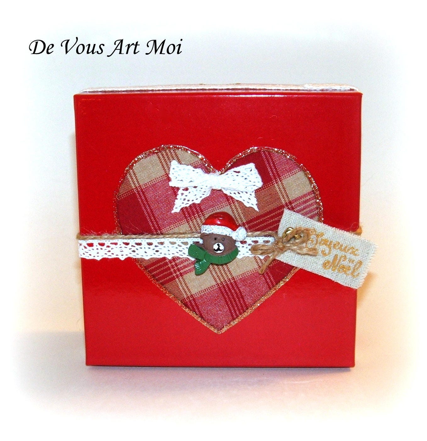 Boite Cadeau Noël Rougecoffret Boule Noelfait Mainboite