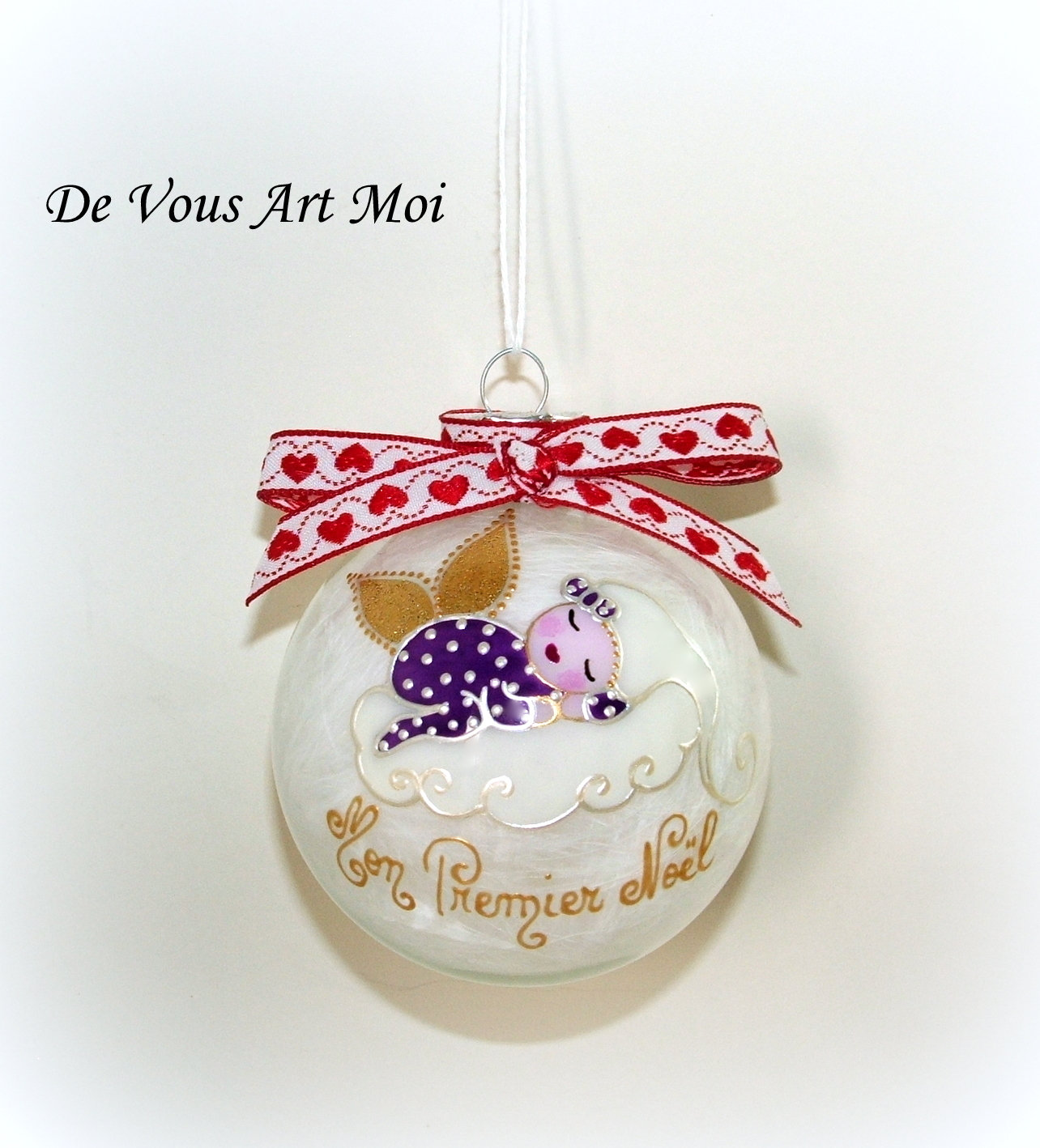 Boule Noel Personnalisee Fee Boule Premier Noel Bebe Decoration Noel Ange Lutin Verre Peint Main