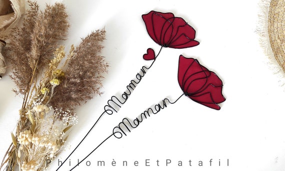 Customizable Wire First Name, Wire Poppy, Personalized Flower First Name,  Wall Decoration, red Poppy Wire Flower - Etsy Sweden