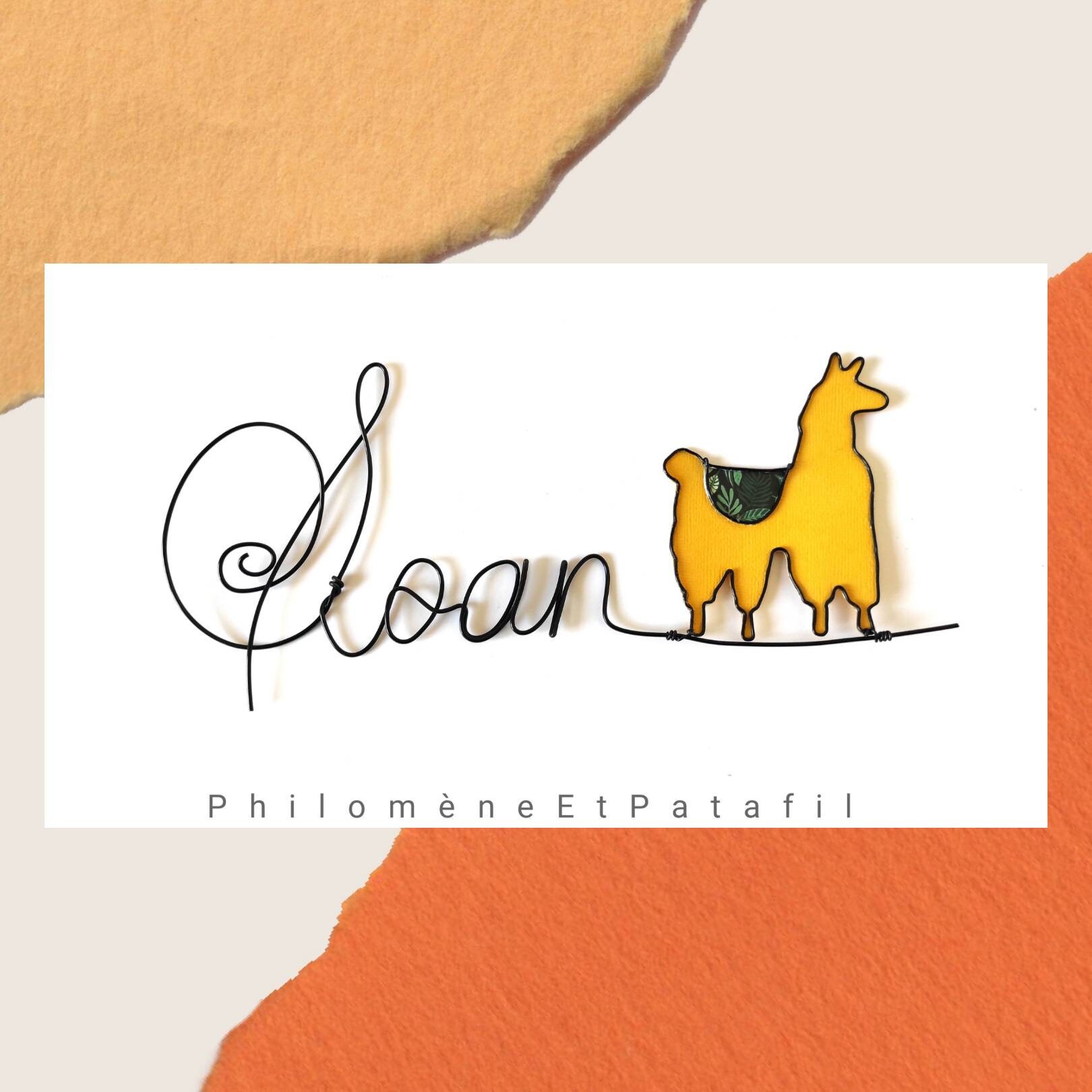 Prénom Fil de Fer Personnalisable, Décoration Murale Pour Chambre d'enfant Mon Petit Lama