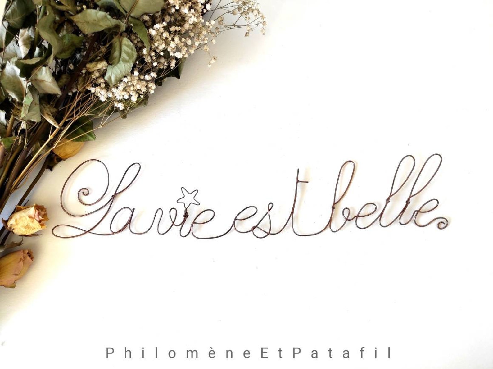 Phrase en fil de fer recuit mon petit atelier de couture personnalisable, phrase fil de fer, citation murale en fil de fer,décoration murale