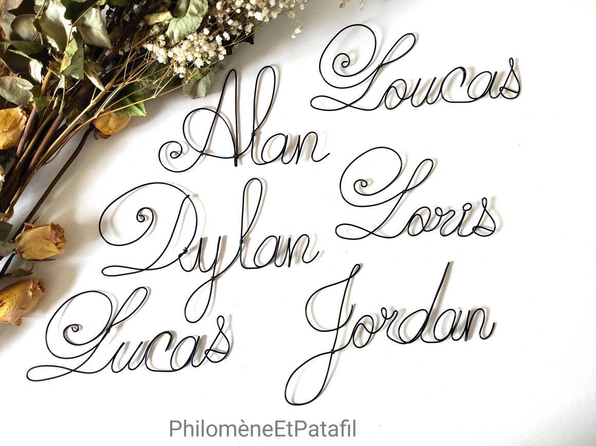 Prénom en Fil de Fer Personnalisable, Décoration Murale Pour Chambre d'enfant, Prénom 6 à 9 Lettres
