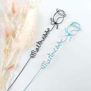 Rose en fil de fer personnalisée fait main, prénom personnalisé en fil de fer, déco de table, cadeau fête des mères