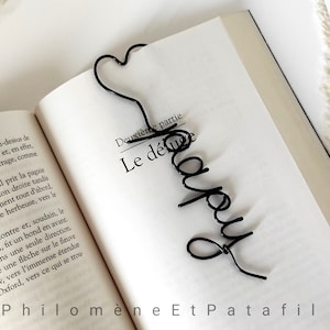 Customizable first name bookmark in wire, heart, book accessory, Mother's Day gift, grandmothers, mistress... image 4