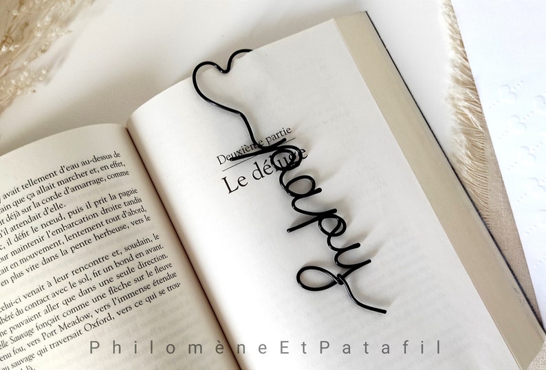 Customizable first name bookmark in wire, heart, book accessory, Mother's Day gift, grandmothers, mistress... image 4