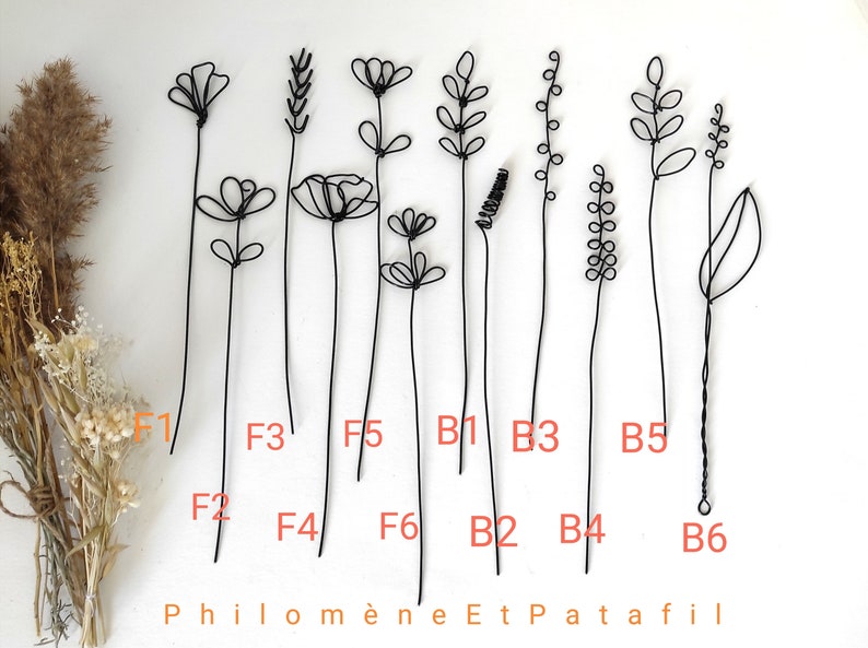 Wire flowers, bouquet of personalized wire flowers, wire table decoration, personalized wire first names. image 9