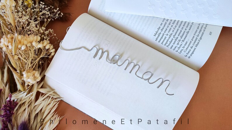 Customizable first name bookmark in wire, heart, book accessory, Mother's Day gift, grandmothers, mistress... image 10