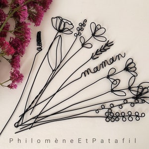 Wire flowers, bouquet of personalized wire flowers, wire table decoration, personalized wire first names. image 4