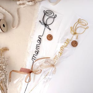 Rose en fil de fer personnalisée fait main, prénom personnalisé en fil de fer, déco de table, cadeau fête des mères