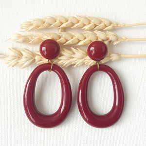 Pendientes IRIS colgante gota de resina espíritu vintage Bordeaux