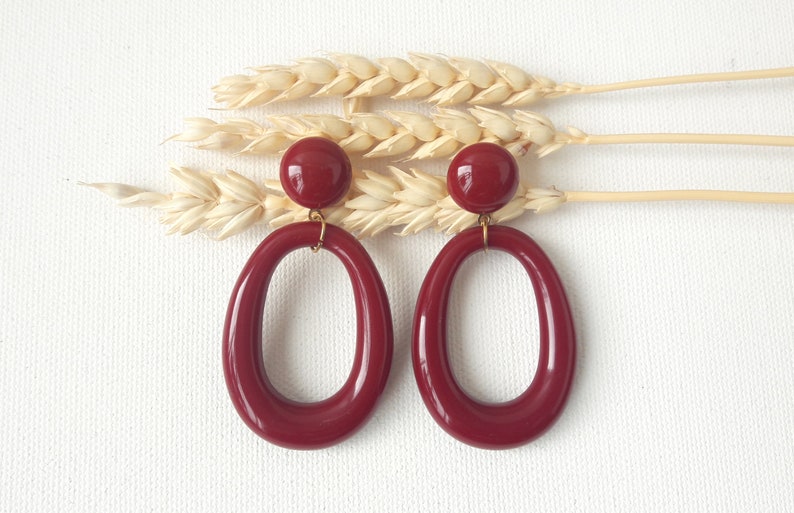 Pendientes IRIS colgante gota de resina espíritu vintage Bordeaux