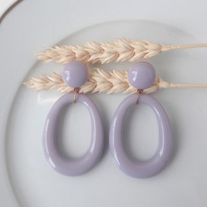 Boucles d'oreilles IRIS pendentif goutte en résine esprit vintage Lavande