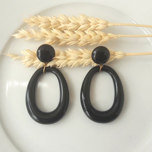 IRIS earrings resin drop pendant vintage spirit Black