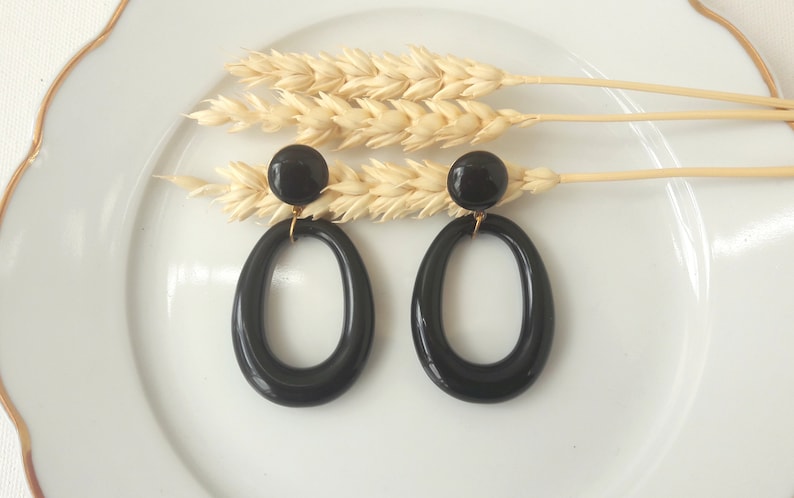 Pendientes IRIS colgante gota de resina espíritu vintage Negro