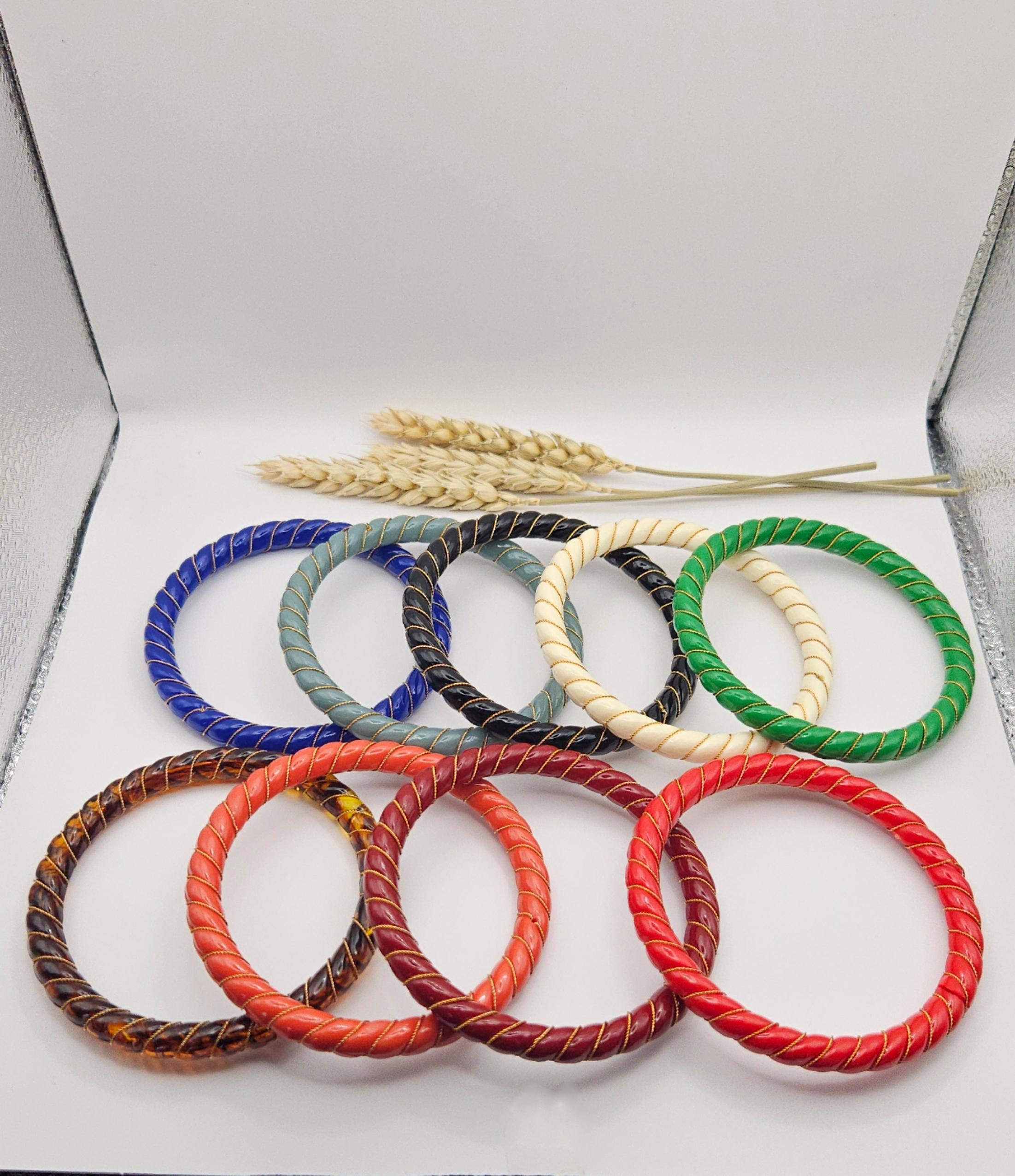 Set De 4 Bracelets Jonc Femme En Résine Colorée - Élégants Et Polyvalents - Cadeau Raffiné