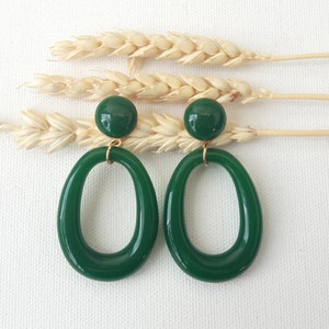 Boucles d'oreilles IRIS pendentif goutte en résine esprit vintage Vert émeraude