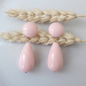 Boucles d'oreilles Agate gouttes en résine esprit vintage Rose clair