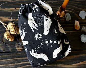 Celestial Tarot Bag: Black & White Cotton Oracle Pouch