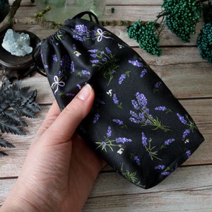 Bolsa de tarô lavanda, bolsa com cordão Witchy para baralho de tarô, bolsa oráculo com estampa de ervas