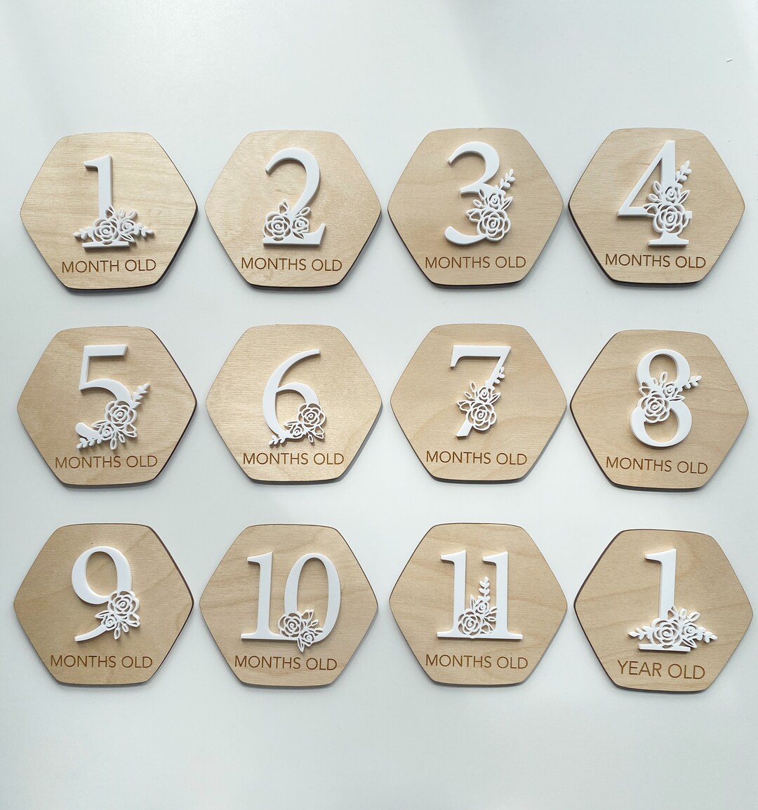 3D Monthly Floral Baby Milestones SVG - Photo Markers - Digital Cut ...