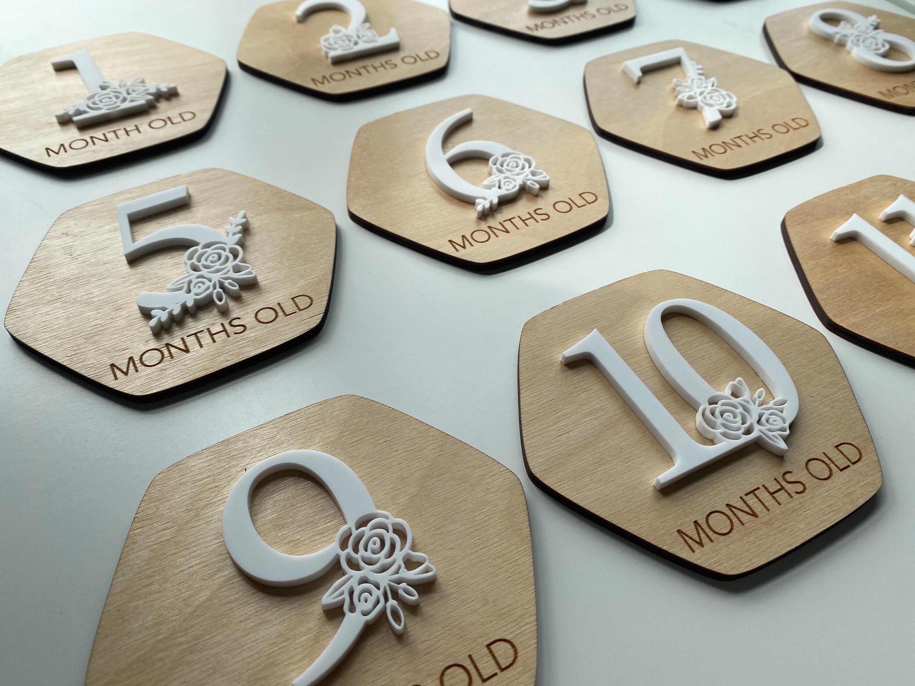 3D Monthly Floral Baby Milestones SVG - Photo Markers - Digital Cut ...