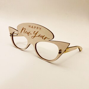 Two Happy New Year Eye Glasses - Customizable - Glasses SVG File - Glowforge - Laser files