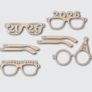 Bundle (4 count) 2026 New Year Eye Glasses - SVG - Glowforge file - For Wood Paper Acrylic