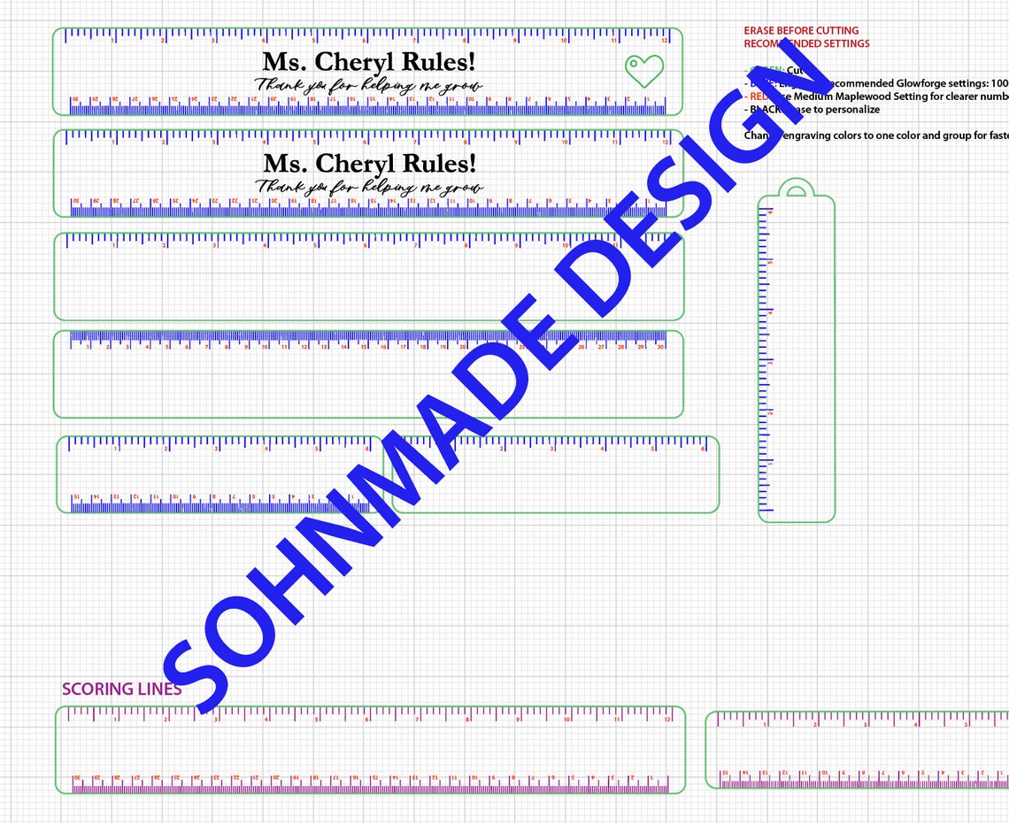 Ruler File - SVG, Glowforge Laser File, Teacher Appreciation, School ...